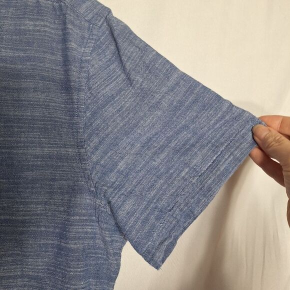 Slate & Stone Men's Classic Button Up Shirt Short Sleeve Casual Chambray Large - Picture 3 of 8